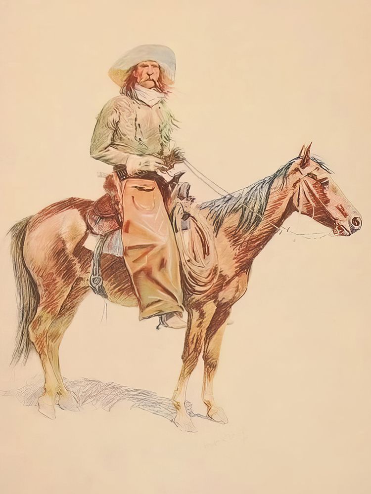 Arizona Cowboy from a Bunch of Buckskins art print by Frederic Remington for $57.95 CAD