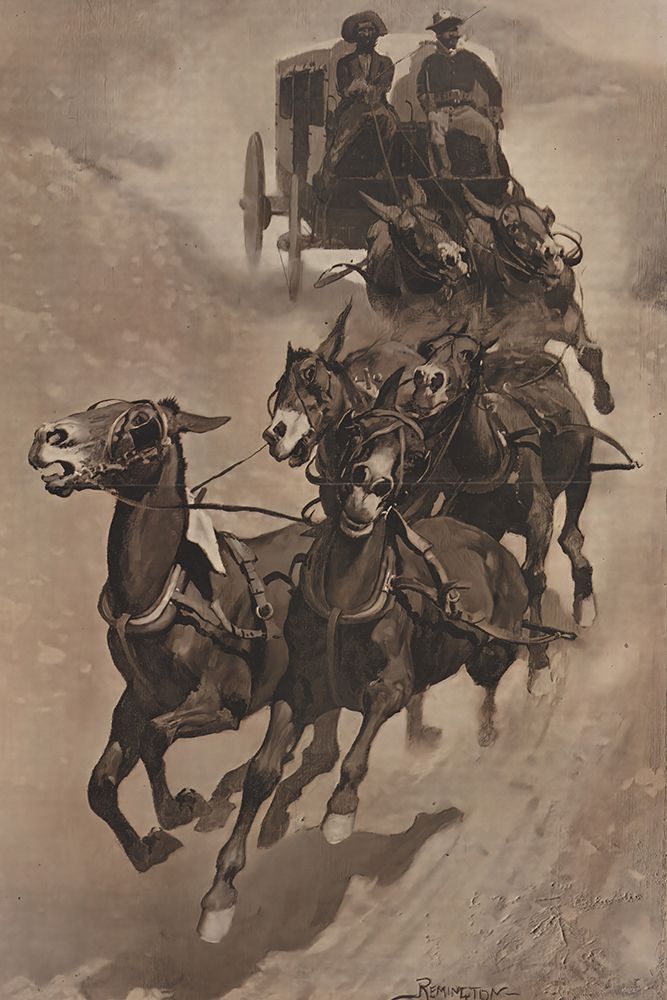 An Army Mail Ambulance, A Busted Brake and a Down Grade 1890 art print by Frederic Remington for $57.95 CAD