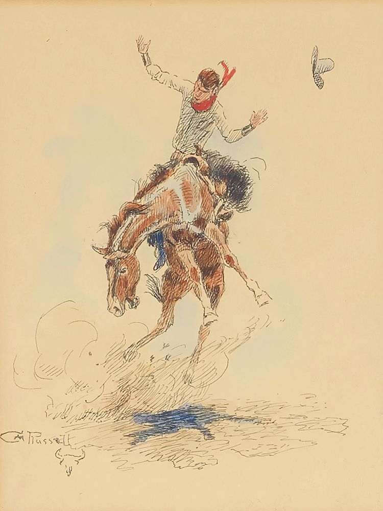 Bucking Bronco and Rider 1923 art print by Charles Marion Russell for $57.95 CAD