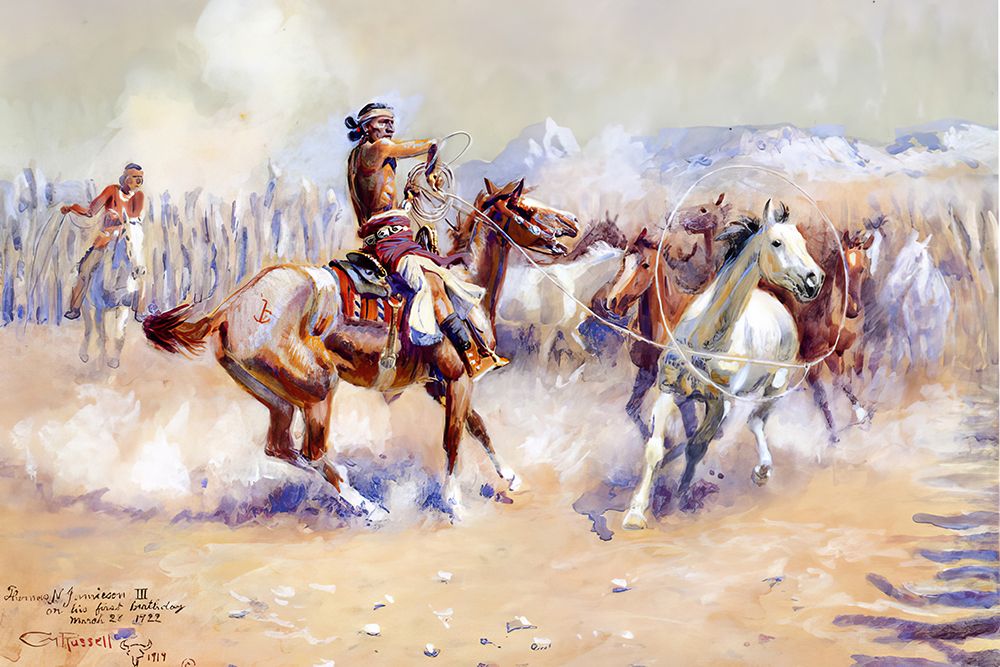 Navajo Wild Horse Hunters 1911 art print by Charles Marion Russell for $57.95 CAD