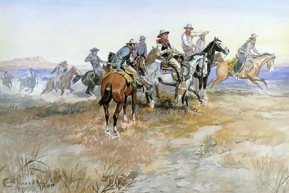 Start of a Roundup 1898 art print by Charles Marion Russell for $57.95 CAD