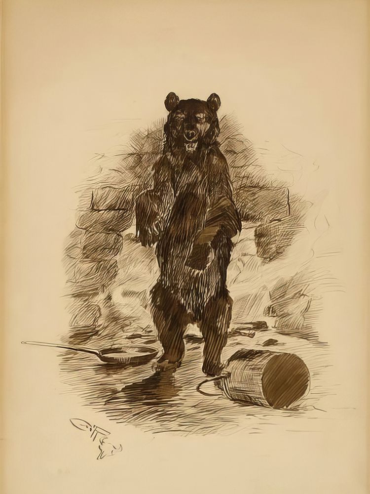 The Whisperin Disturbs Mr. Bear art print by Charles Marion Russell for $57.95 CAD