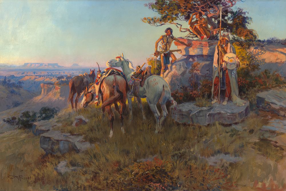 Watching for Wagons art print by Charles Marion Russell for $57.95 CAD