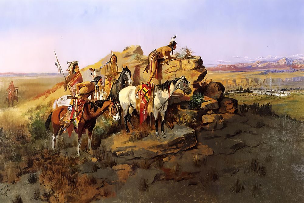 Watching the Settlers 1895 art print by Charles Marion Russell for $57.95 CAD