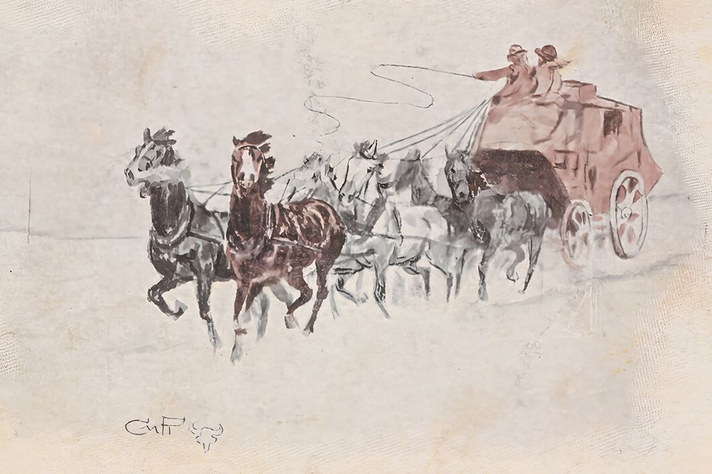 Western Stage Coach 1907 art print by Charles Marion Russell for $57.95 CAD