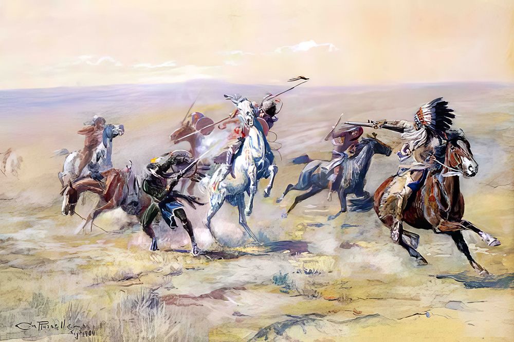 Wen Sioux and Blackfeet Meet 1904 art print by Charles Marion Russell for $57.95 CAD