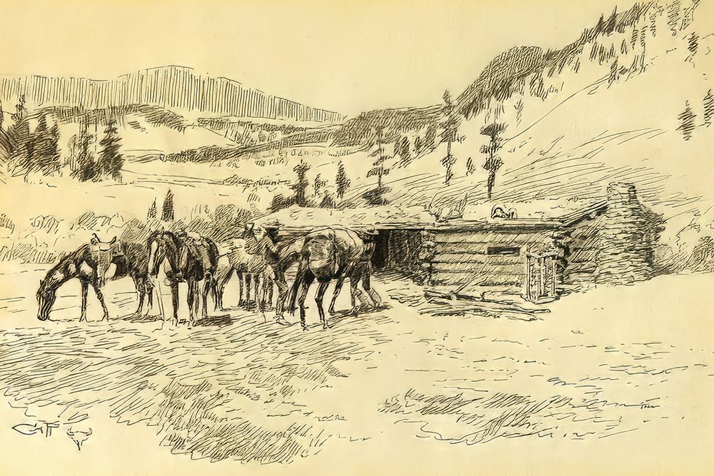 Where I Learned the Diamond Hitch the Old Hovver Ranch on the South Fork of the Judith 1917 art print by Charles Marion Russell for $57.95 CAD