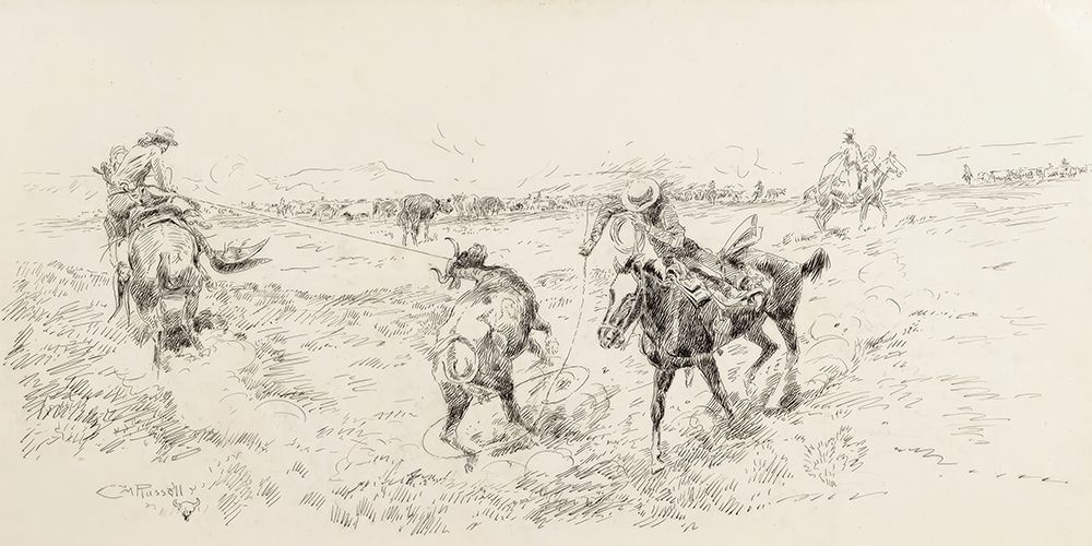 Work on the Roundup 1922 art print by Charles Marion Russell for $57.95 CAD
