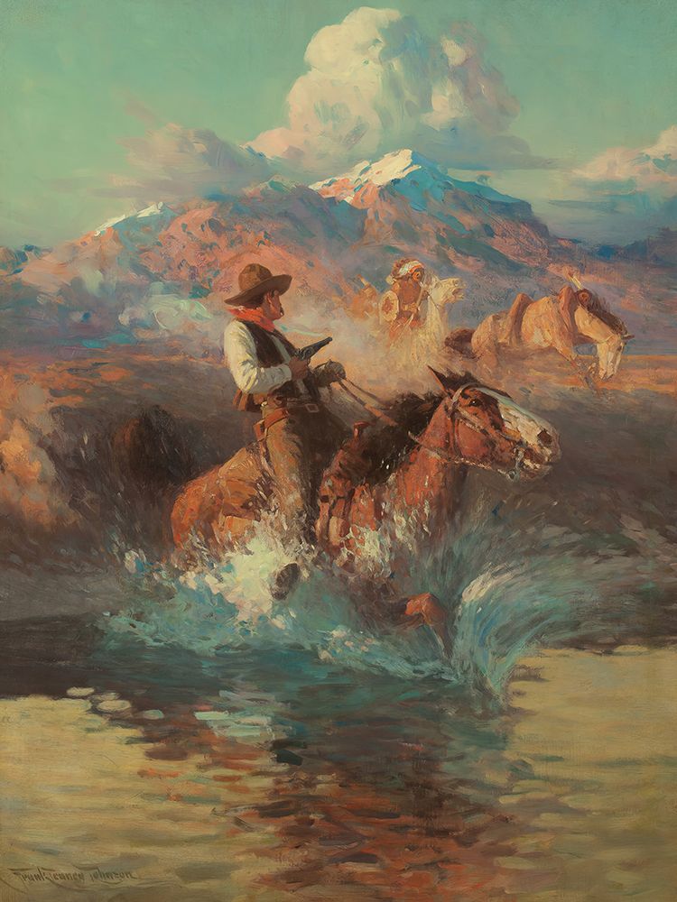Trouble on the Pony Express art print by Frank Tenney Johnson for $57.95 CAD