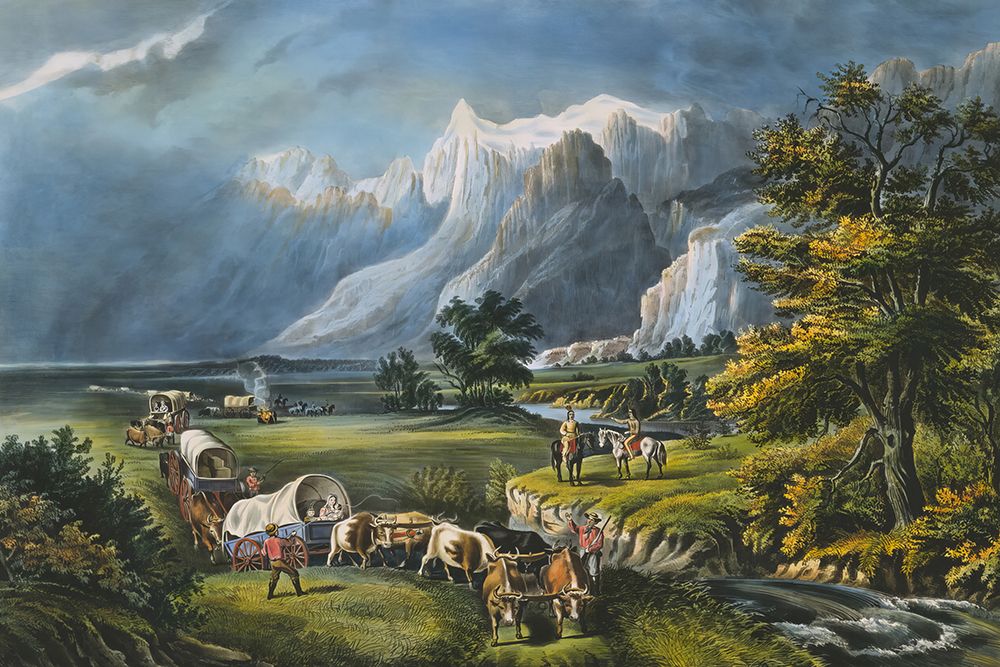 The Rocky Mountains Emigrants Crossing the Plains 1866 art print by Frances Flora Bond Palmer for $57.95 CAD