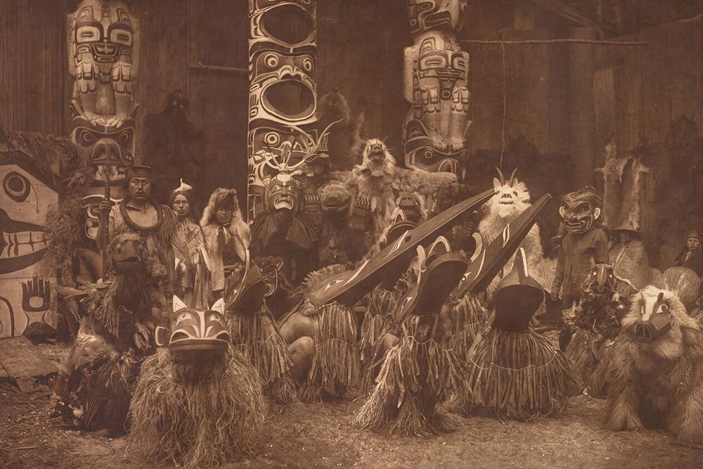Masked Dancers - Qagyuhl 1914 art print by Edward S Curtis for $57.95 CAD