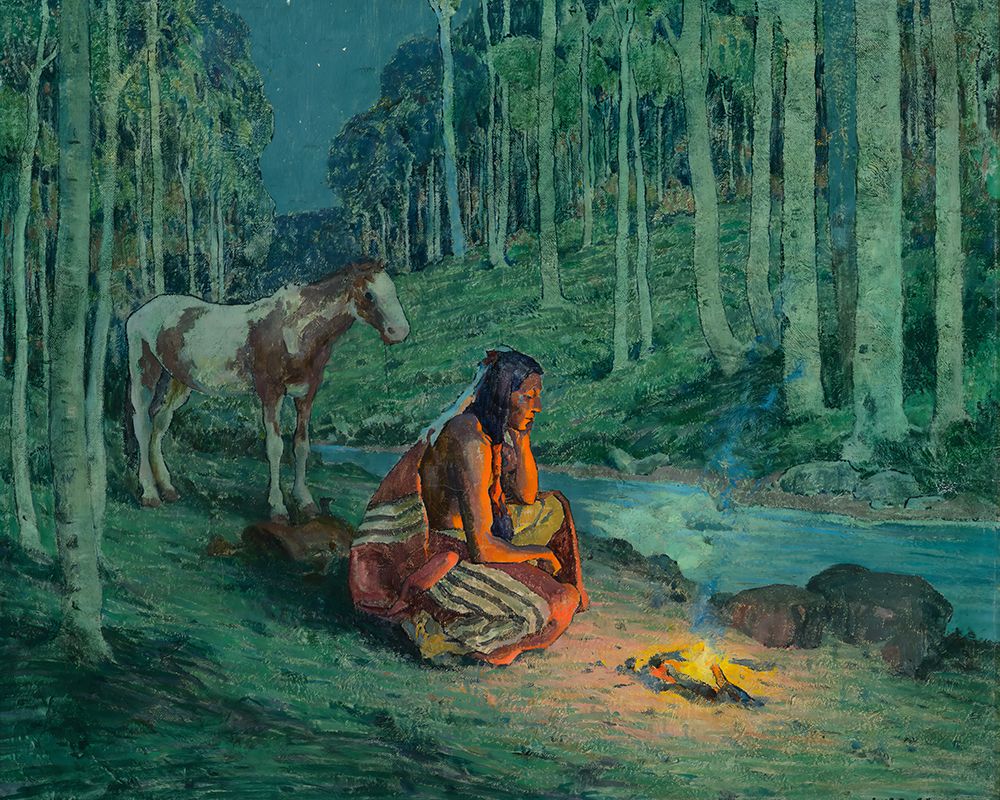 Indian at the Fireside art print by Eanger Irving Couse for $57.95 CAD