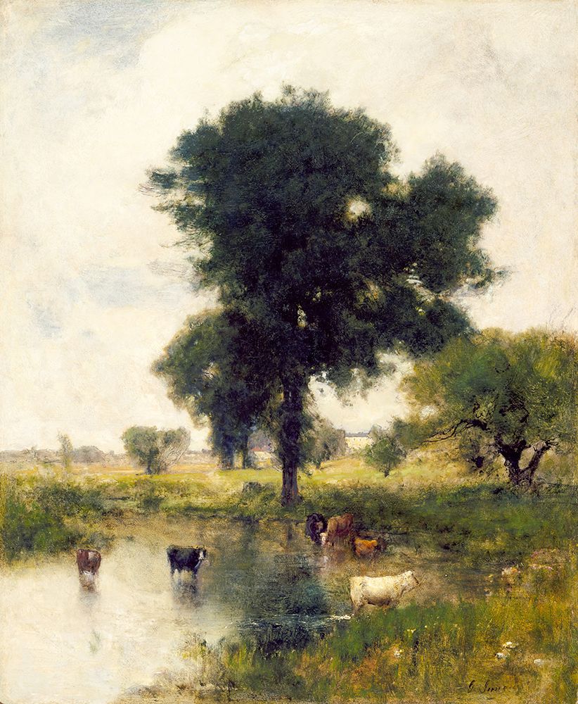 Cattle in Pool, A Summer Landscape art print by George Inness for $57.95 CAD