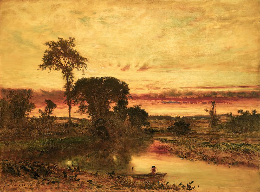 Sunset Landscape Medfield art print by George Inness for $57.95 CAD