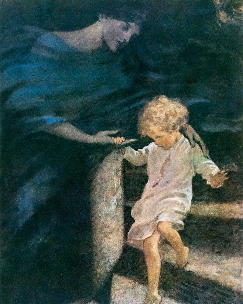 At the Back of the North Wind 1919 - She Took his Hand art print by Jessie Willcox Smith for $57.95 CAD