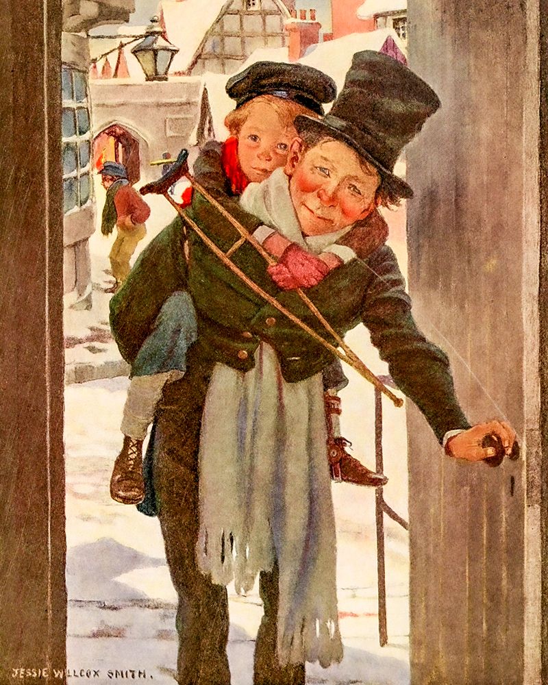 Dickenss Children 1912 - Tiny Tim and Bob Cratchit art print by Jessie Willcox Smith for $57.95 CAD