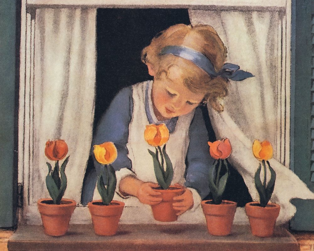 Good Housekeeping - Potting Tulips art print by Jessie Willcox Smith for $57.95 CAD