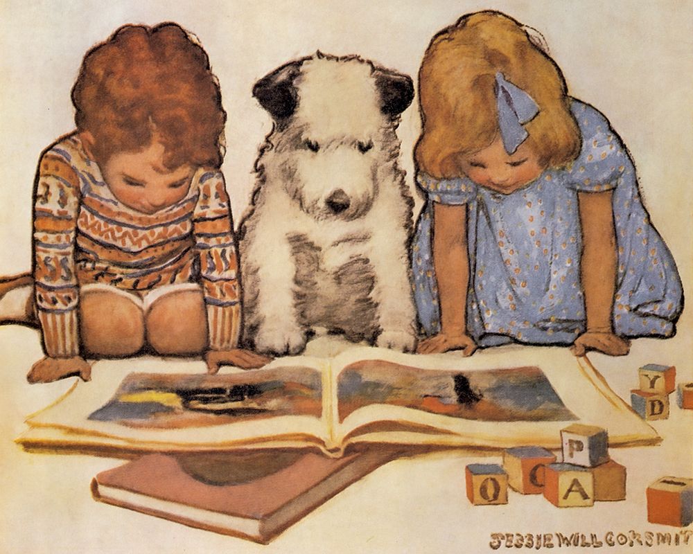 Good Housekeeping - Reading with Doggy art print by Jessie Willcox Smith for $57.95 CAD