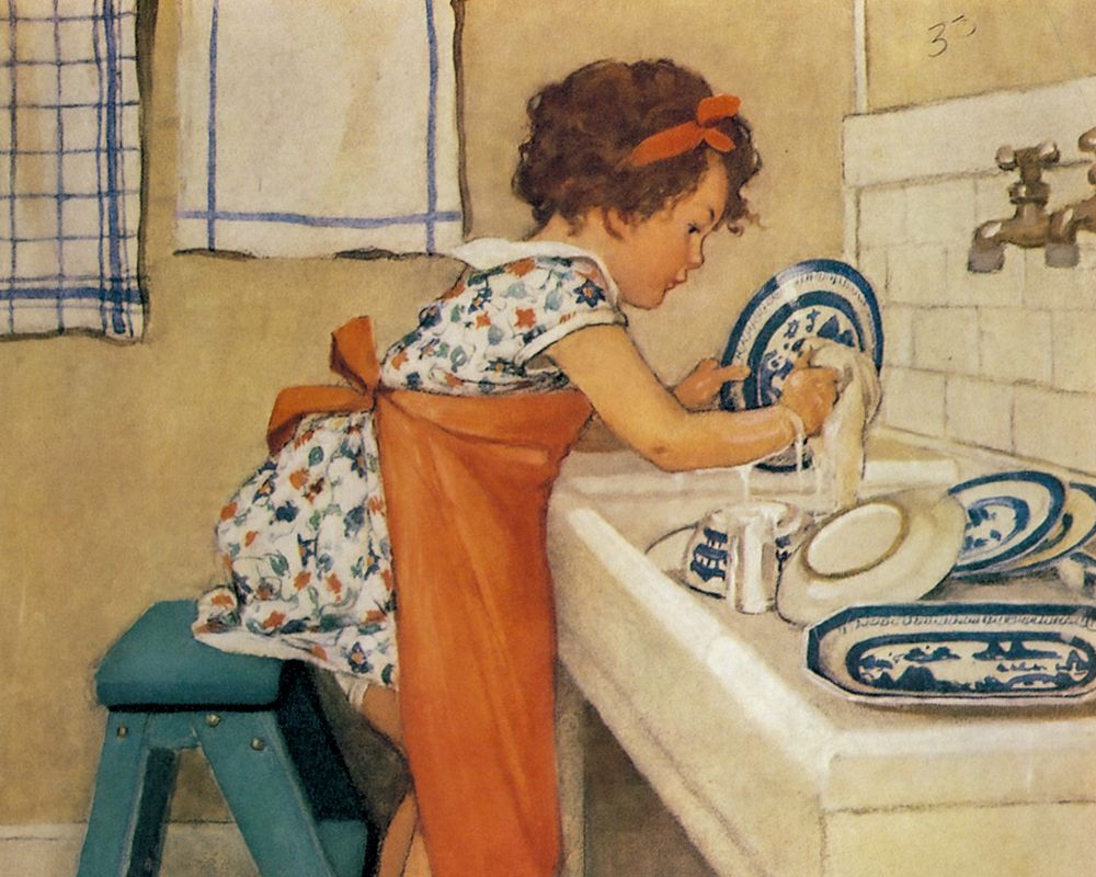 Good Housekeeping - Washing Up art print by Jessie Willcox Smith for $57.95 CAD
