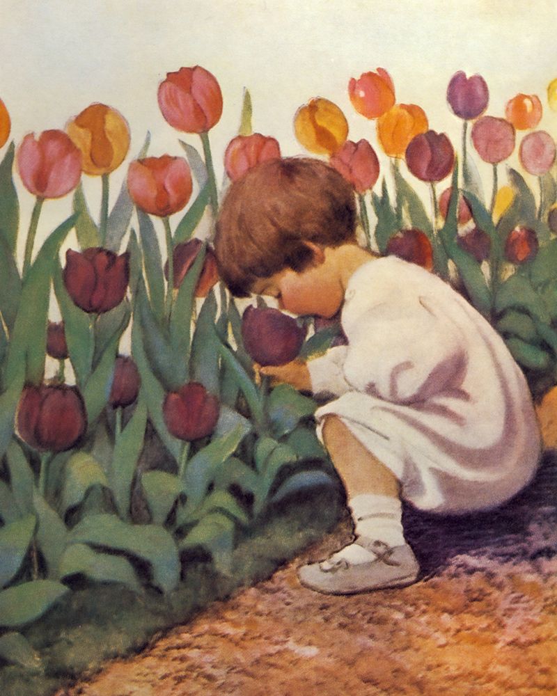 Good Housekeeping - Smelling Tulips art print by Jessie Willcox Smith for $57.95 CAD