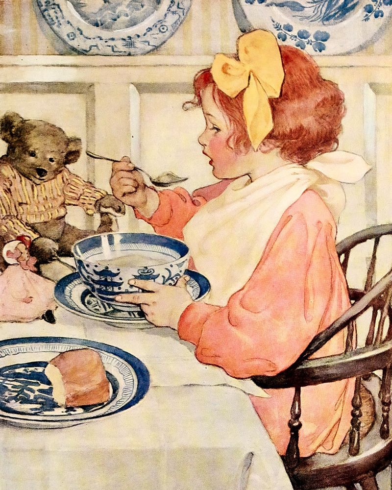 The Seven Ages of Childhood 1909 - Greedy Taste for Porridge art print by Jessie Willcox Smith for $57.95 CAD