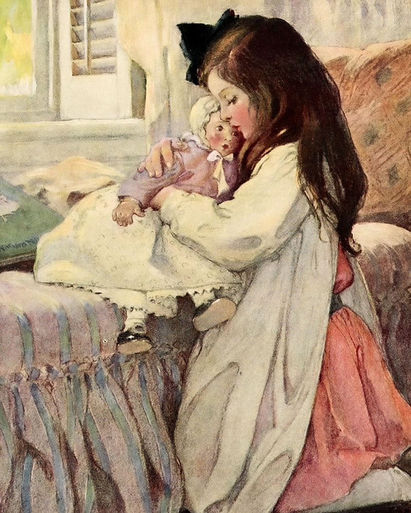 The Seven Ages of Childhood 1909 - Nursing Dolly art print by Jessie Willcox Smith for $57.95 CAD