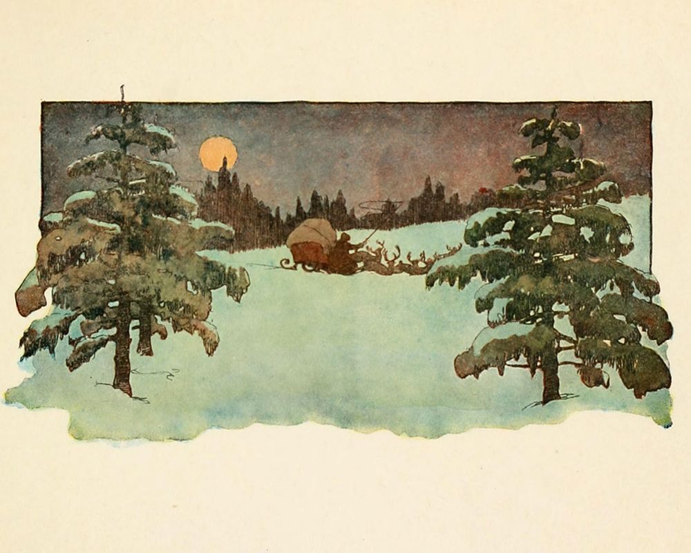 Twas the Night before Christmas 1912 - Santa on his Way art print by Jessie Willcox Smith for $57.95 CAD
