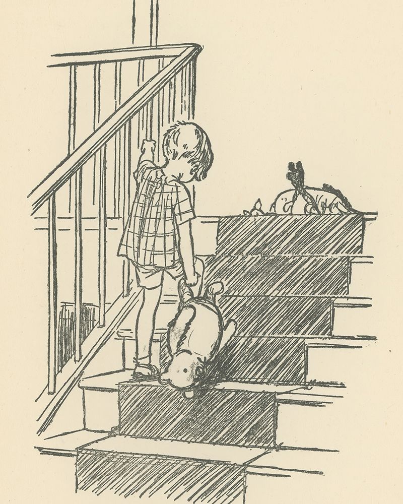 Winnie-the-Pooh 1926 - Bump Bump Bump art print by Ernest H Shepard for $57.95 CAD