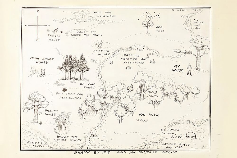 Winnie-the-Pooh 1926 - Map of the Hundred Acre Wood art print by Ernest H Shepard for $57.95 CAD