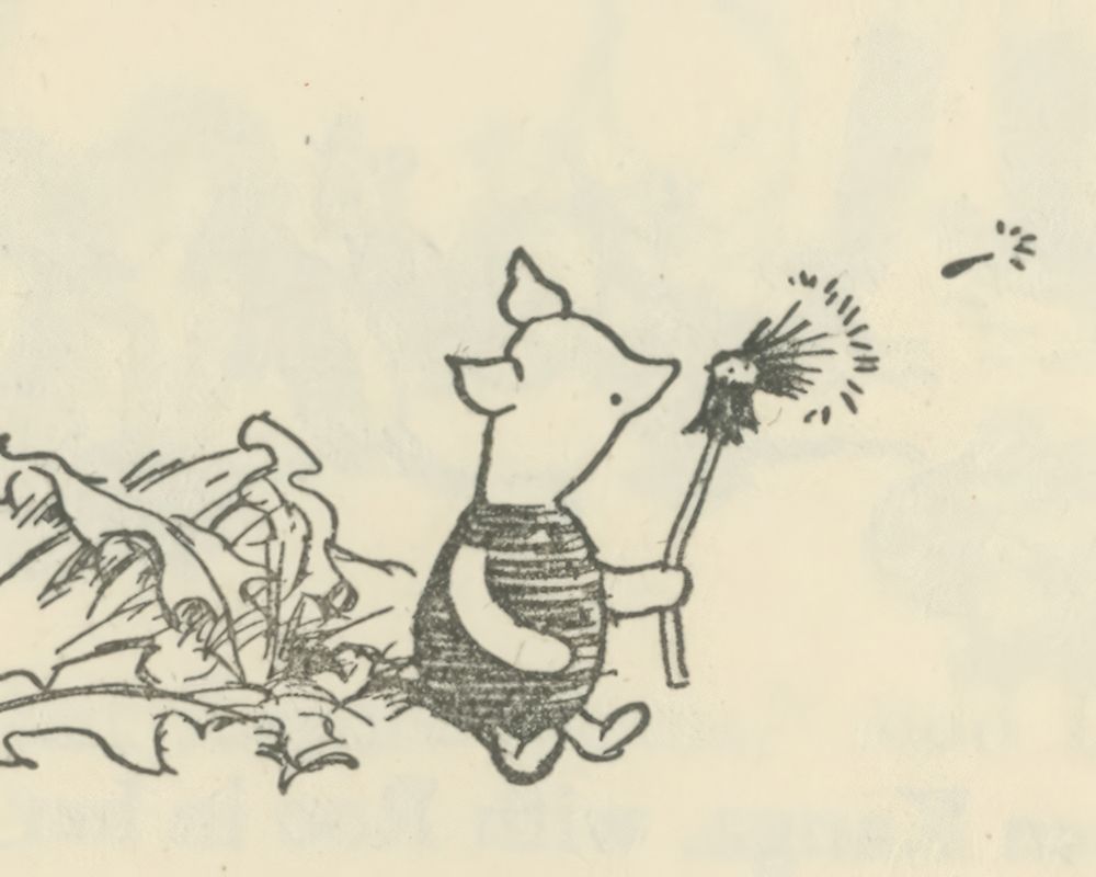 Winnie-the-Pooh 1926 - Piglet Blowing a Dandelion art print by Ernest H Shepard for $57.95 CAD
