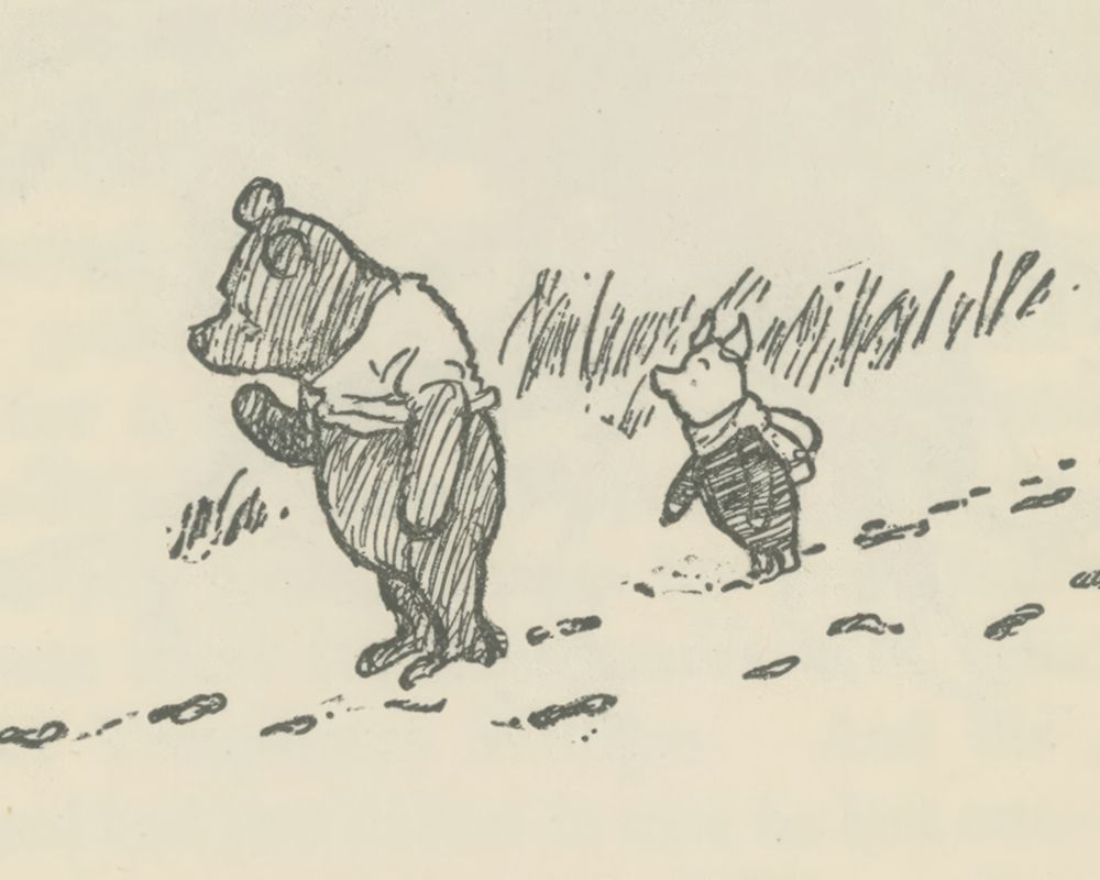 Winnie-the-Pooh 1926 - Tracks in the Snow art print by Ernest H Shepard for $57.95 CAD