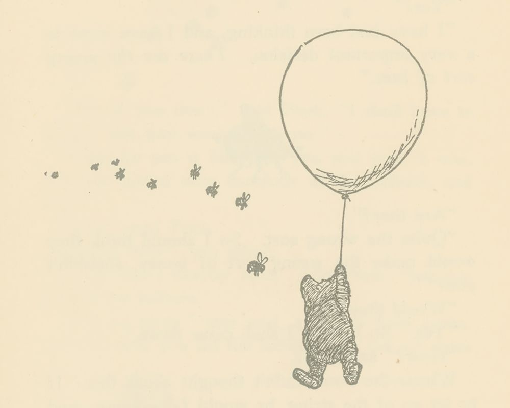 Winnie-the-Pooh 1926 - Up Up and Away art print by Ernest H Shepard for $57.95 CAD
