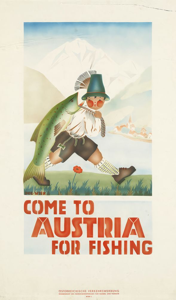 Austria Fishing Vintage Travel Poster art print by Vintage Travel Poster for $57.95 CAD