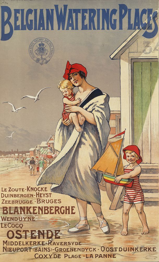 Belgium Beach Vintage Travel Poster art print by Vintage Travel Poster for $57.95 CAD