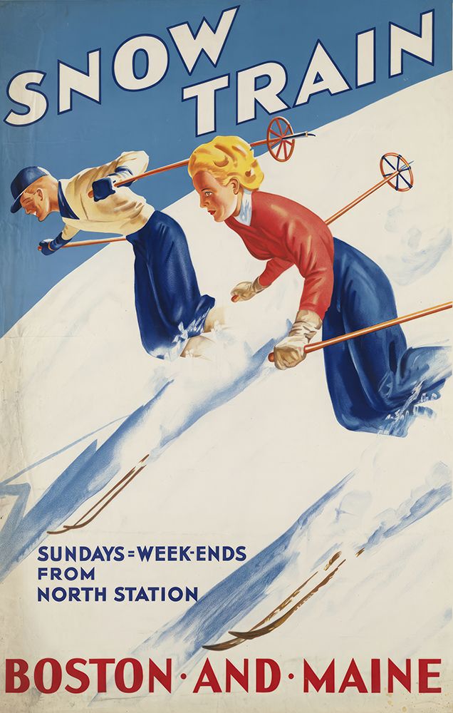 Boston and Maine Vintage Railroad Ski Poster art print by Vintage Travel Poster for $57.95 CAD