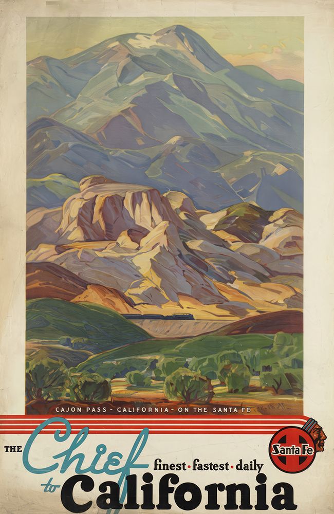 California by Train Santa Fe Vintage Travel Poster art print by Vintage Travel Poster for $57.95 CAD