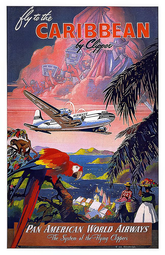 Caribbean by Clipper Vintage Travel Poster art print by Vintage Travel Poster for $57.95 CAD