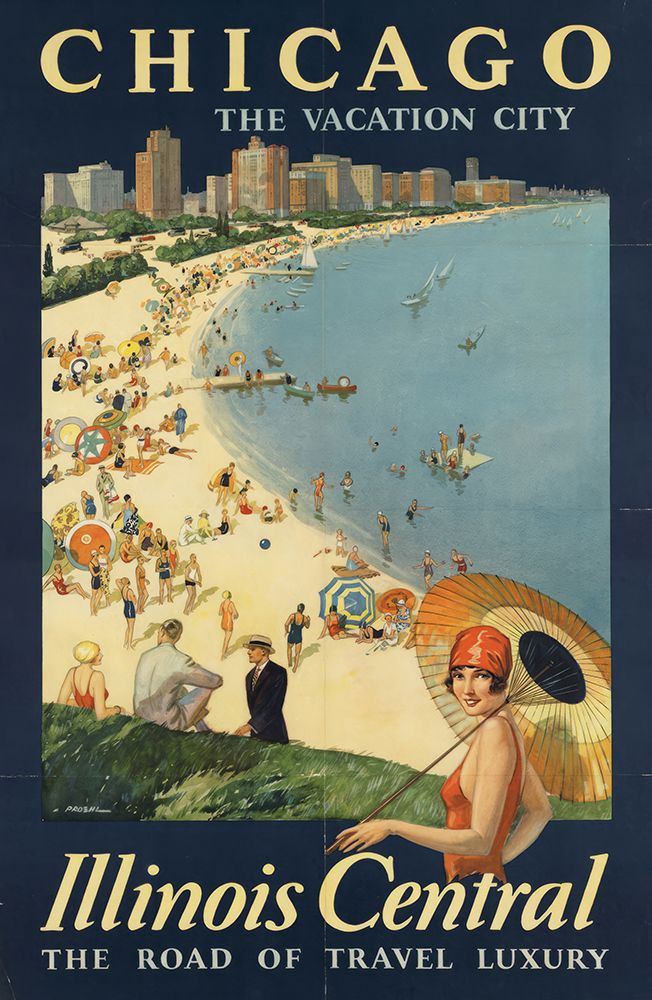 Chicago by Illinois Central Rail Vintage Travel Poster art print by Vintage Travel Poster for $57.95 CAD