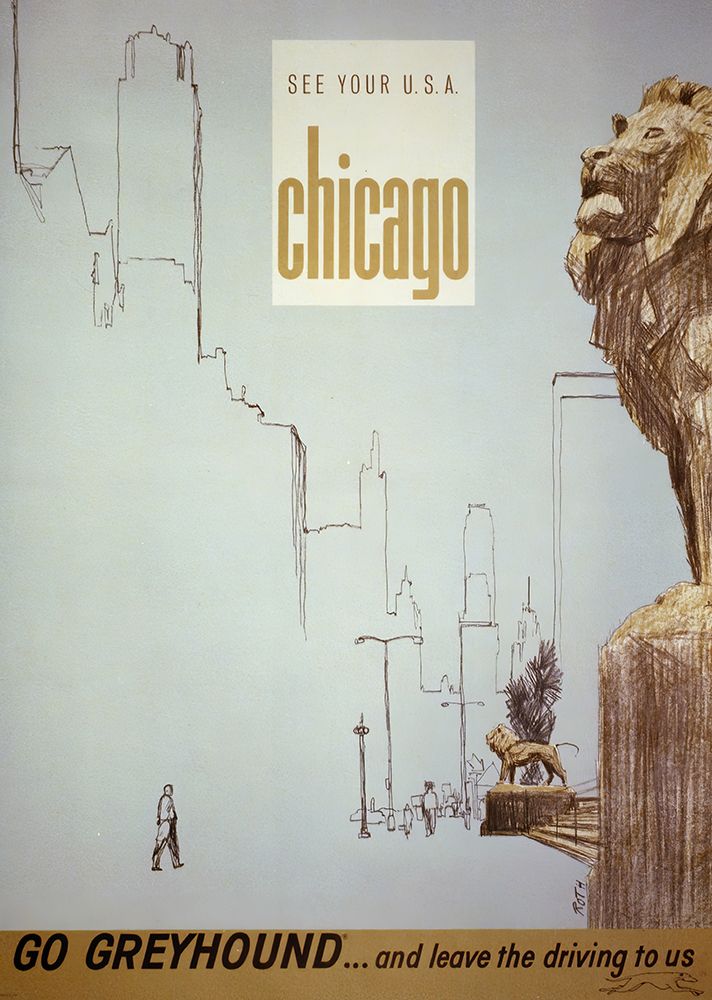 Chicago Vintage Greyhound Travel Poster art print by Vintage Travel Poster for $57.95 CAD