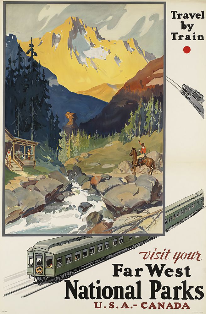 Far West National Parks by Train Vintage Travel Poster art print by Vintage Travel Poster for $57.95 CAD