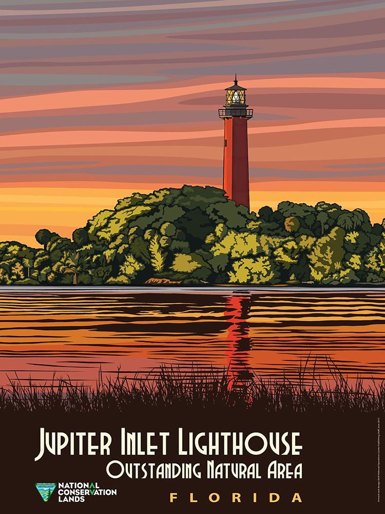 Florida Jupiter Inlet Lighthouse Vintage Travel Poster art print by Vintage Travel Poster for $57.95 CAD