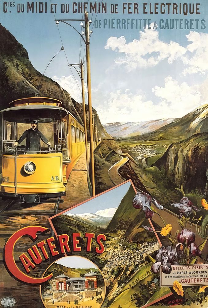 France Cauterets Vintage Railway Travel Poster art print by Vintage Travel Poster for $57.95 CAD