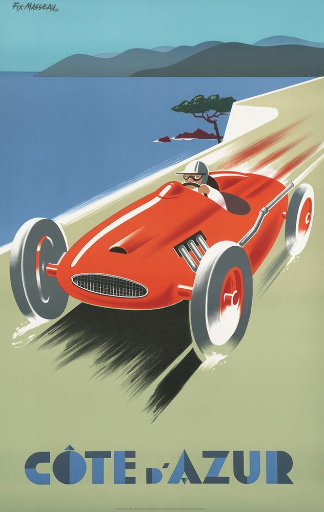 France Cote dAzur Racing Car Vintage Travel Poster art print by Vintage Travel Poster for $57.95 CAD