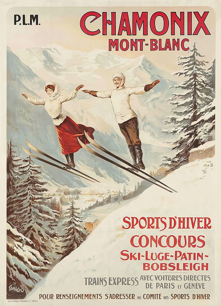 France Mont Blanc Skiing Vintage Railway Travel Poster art print by Vintage Travel Poster for $57.95 CAD