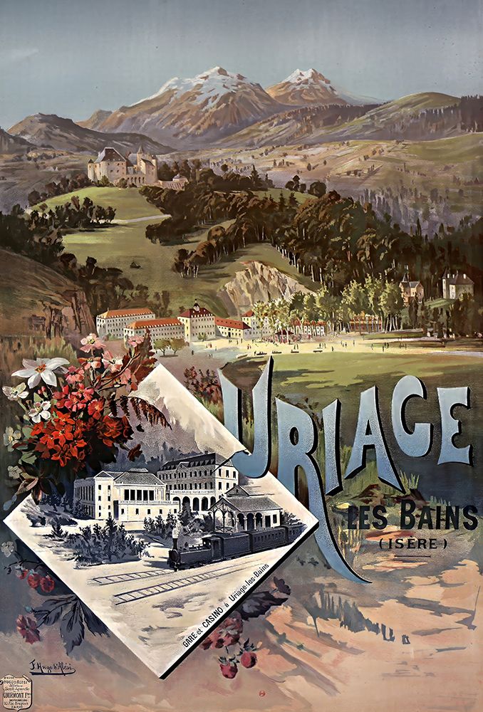 France Uriage Les Bains Vintage Railway Travel Poster art print by Vintage Travel Poster for $57.95 CAD