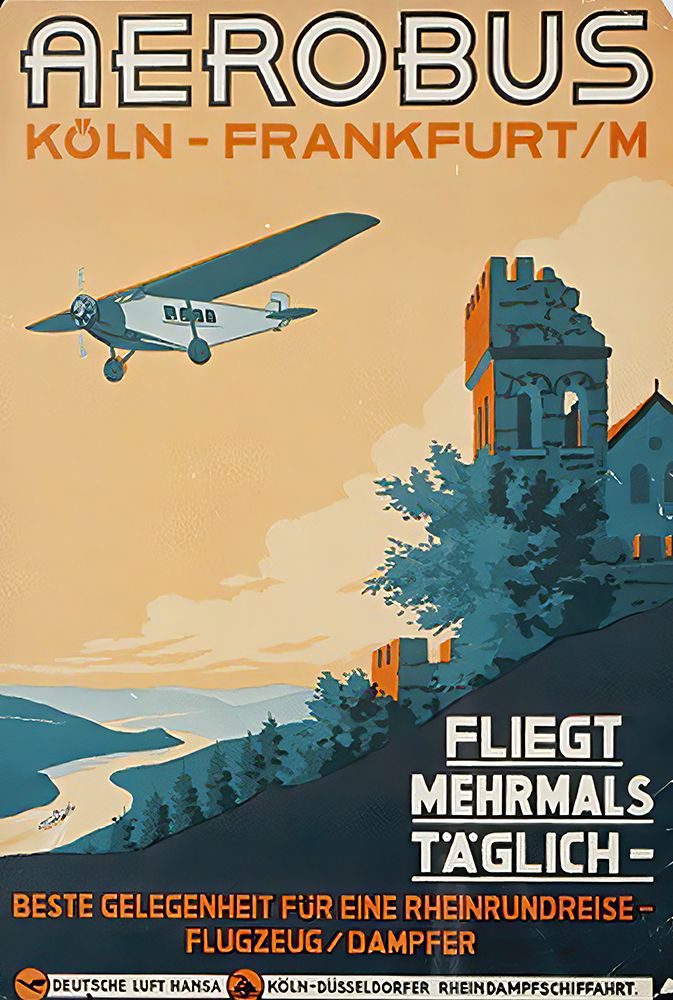 German Vintage Air Travel Poster art print by Vintage Travel Poster for $57.95 CAD