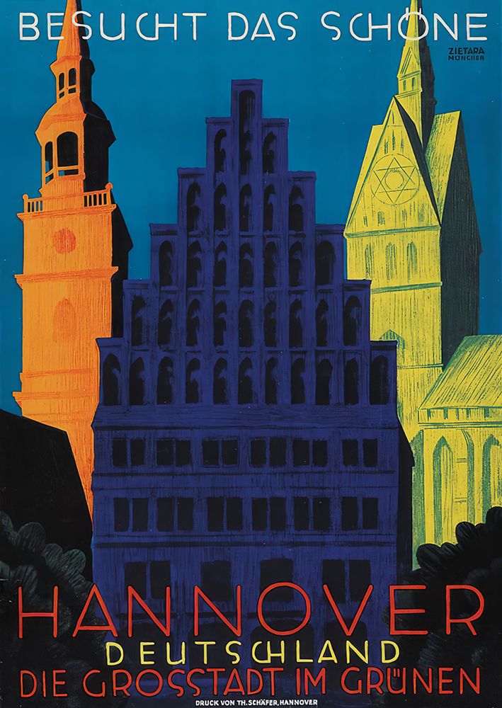 Germany Hannover Art Deco Vintage Travel Poster art print by Vintage Travel Poster for $57.95 CAD