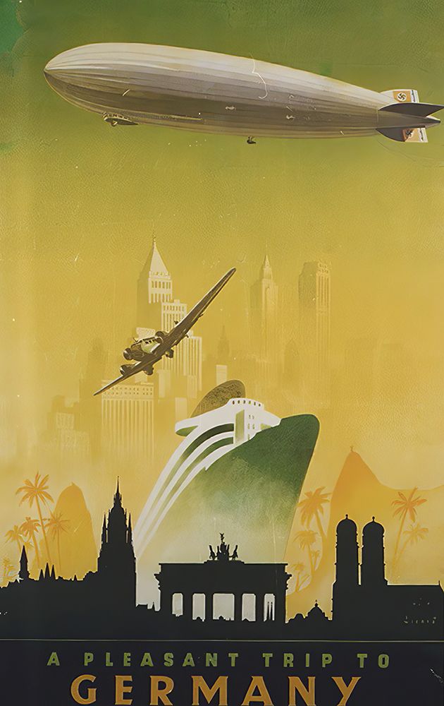 Germany Zeppelin Vintage Travel Poster art print by Vintage Travel Poster for $57.95 CAD