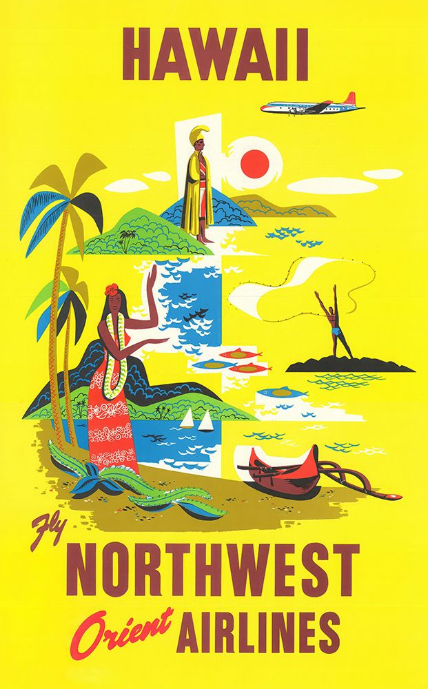 Hawaii Vintage Air Travel Poster art print by Vintage Travel Poster for $57.95 CAD