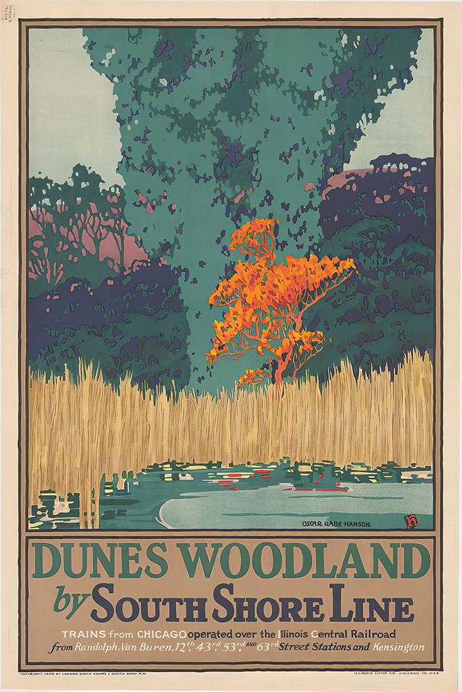 Indiana The Dunes Woodland Vintage Rail Travel Poster art print by Vintage Travel Poster for $57.95 CAD